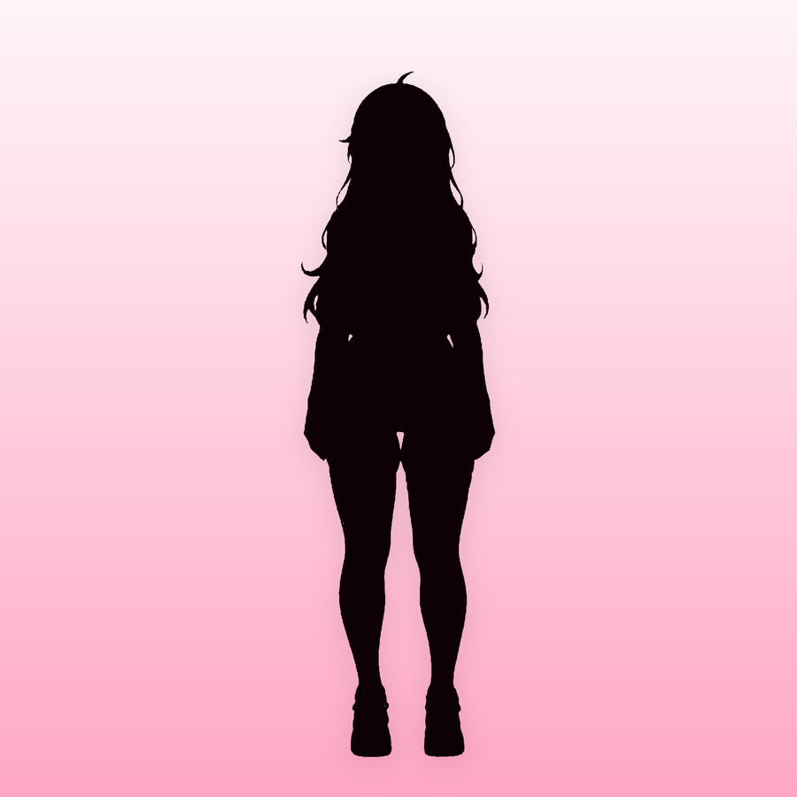 Kura in silhouette — the Delulu Stripes outfit is revealed once you own it