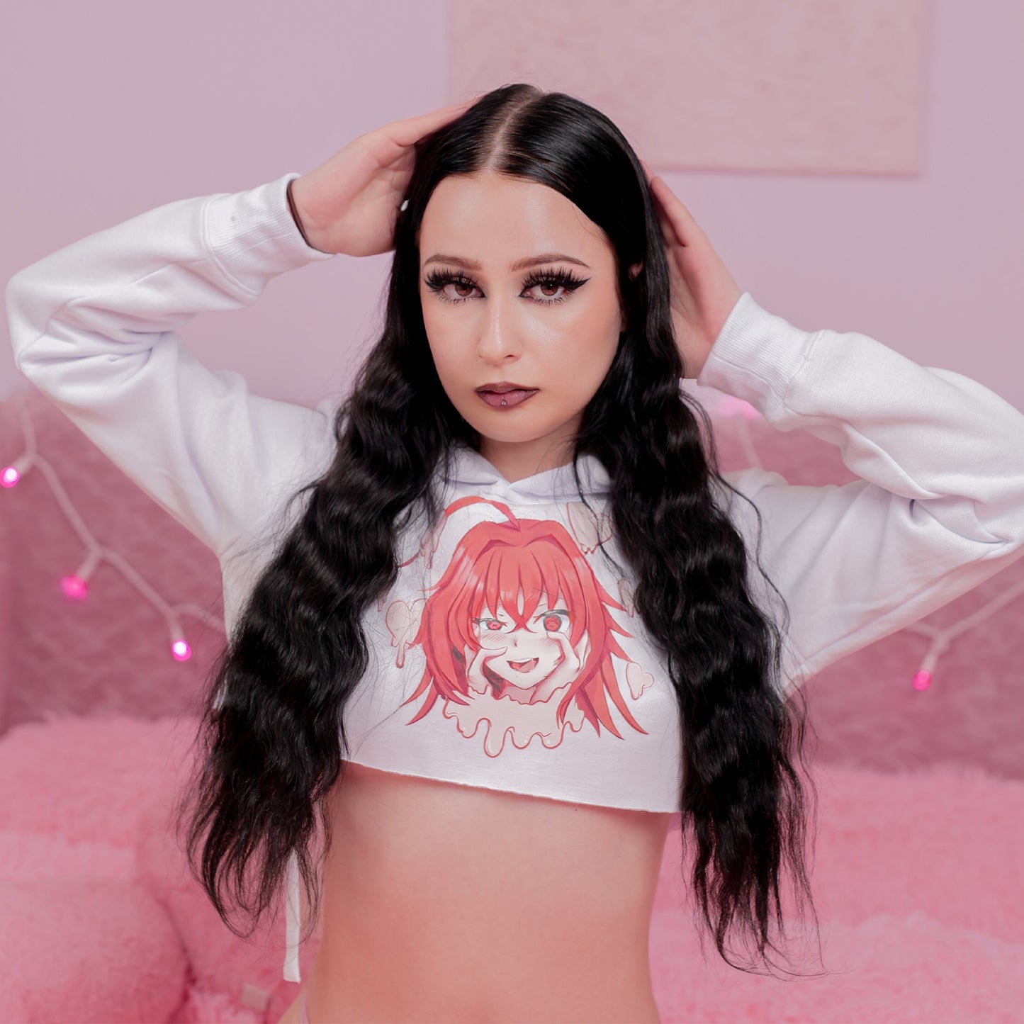 Don’t Touch Me (Unless 👀) Kawaii Crop Hoodie