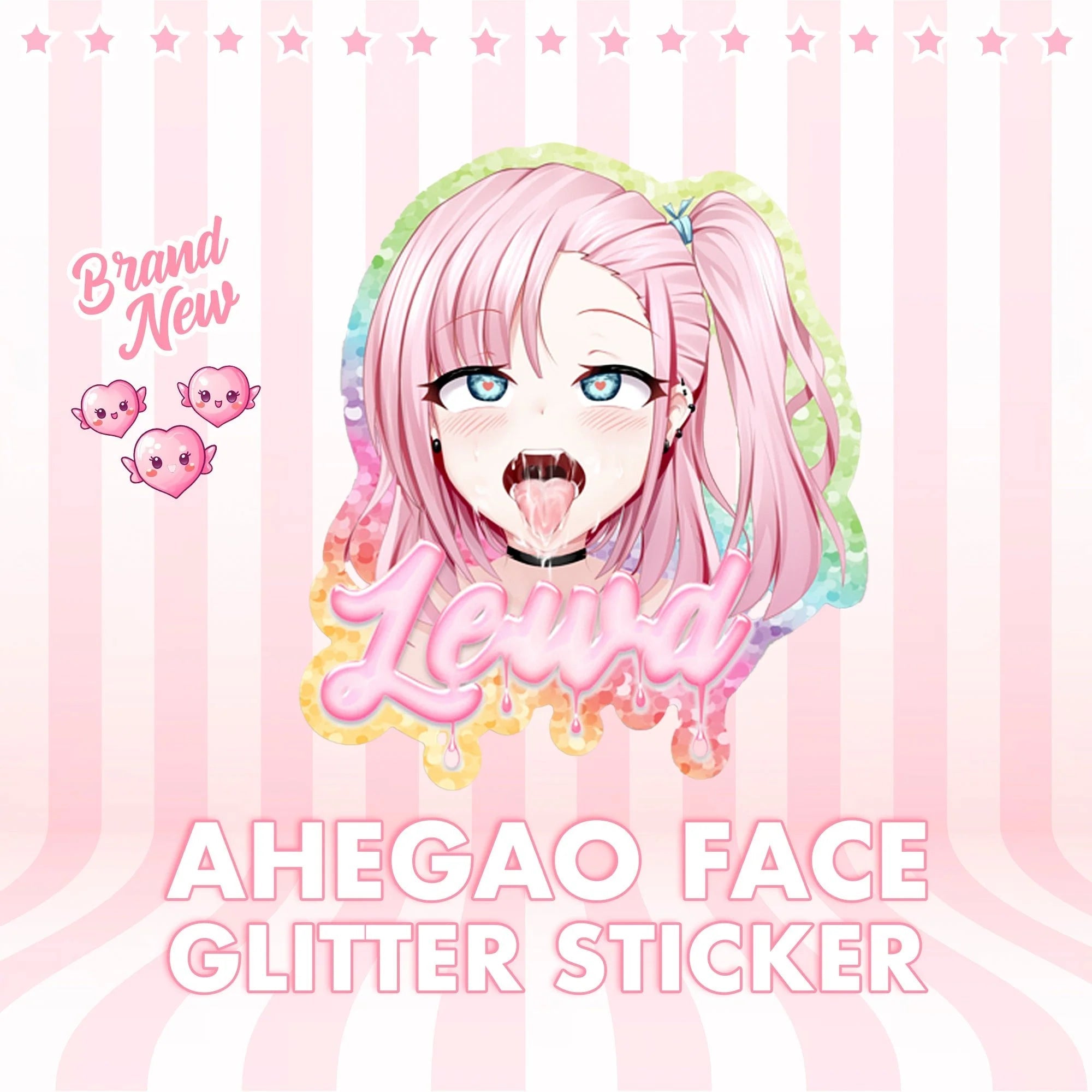 Ahegao Face Glitter Sticker – Lewd Fashion