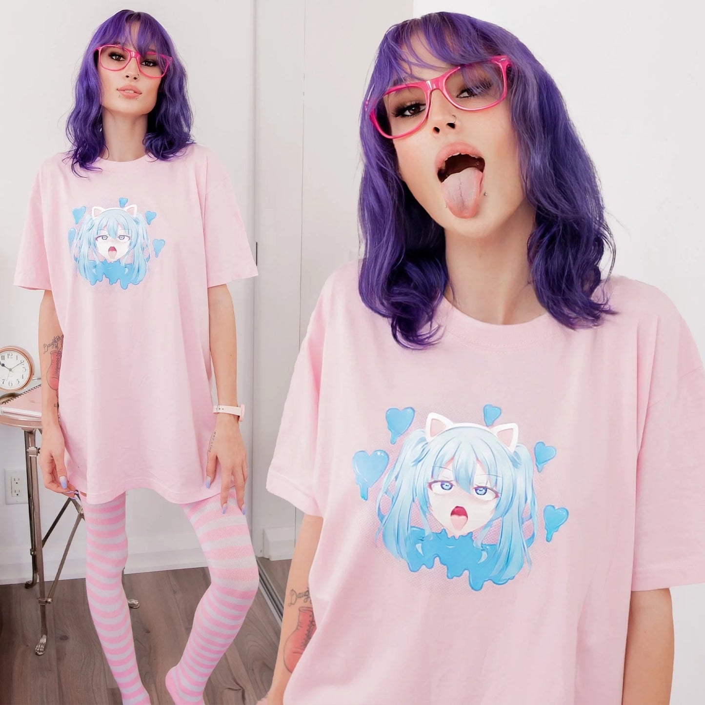 Ahegao Pink Shirt - Lewd Fashion