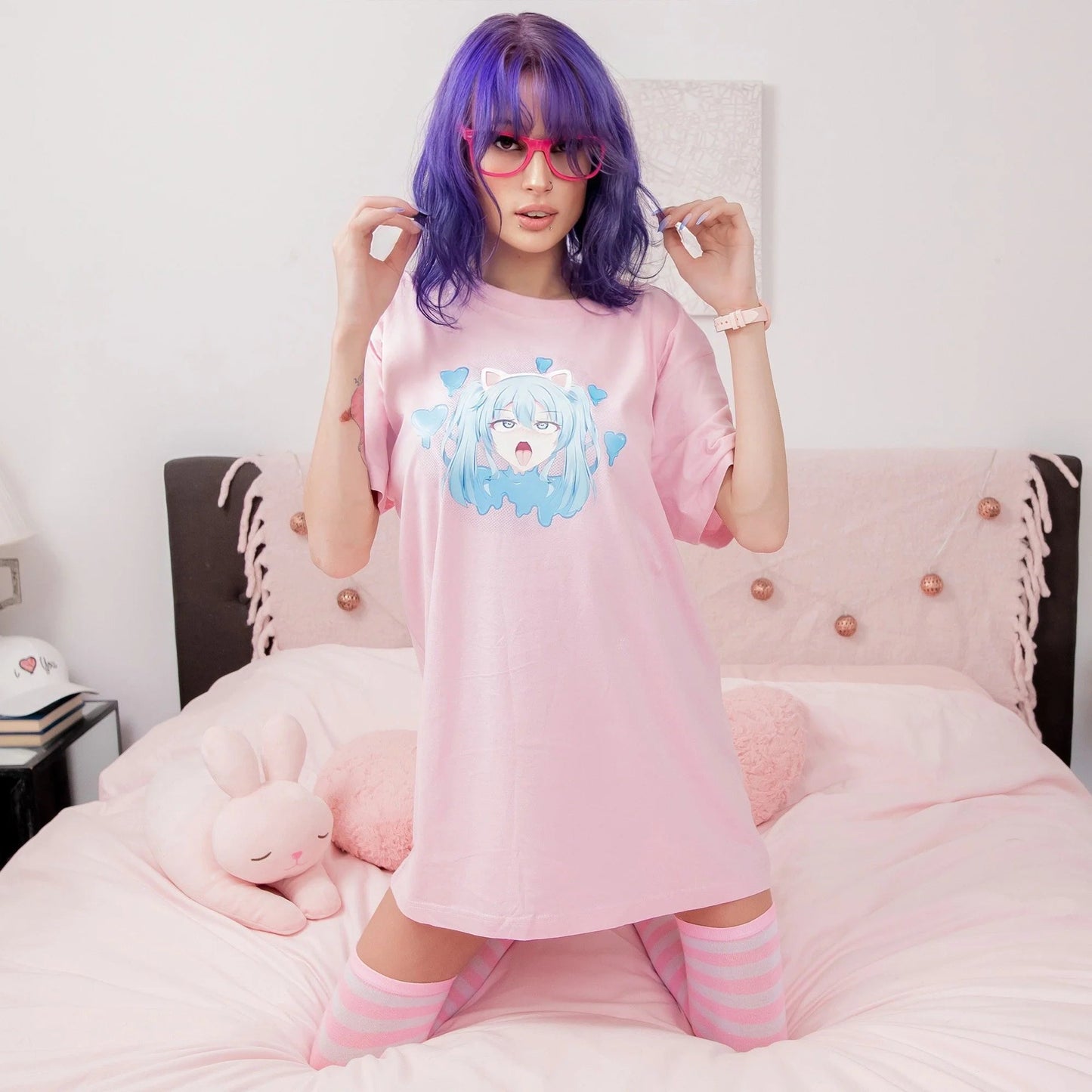 Ahegao Pink Shirt - Lewd Fashion