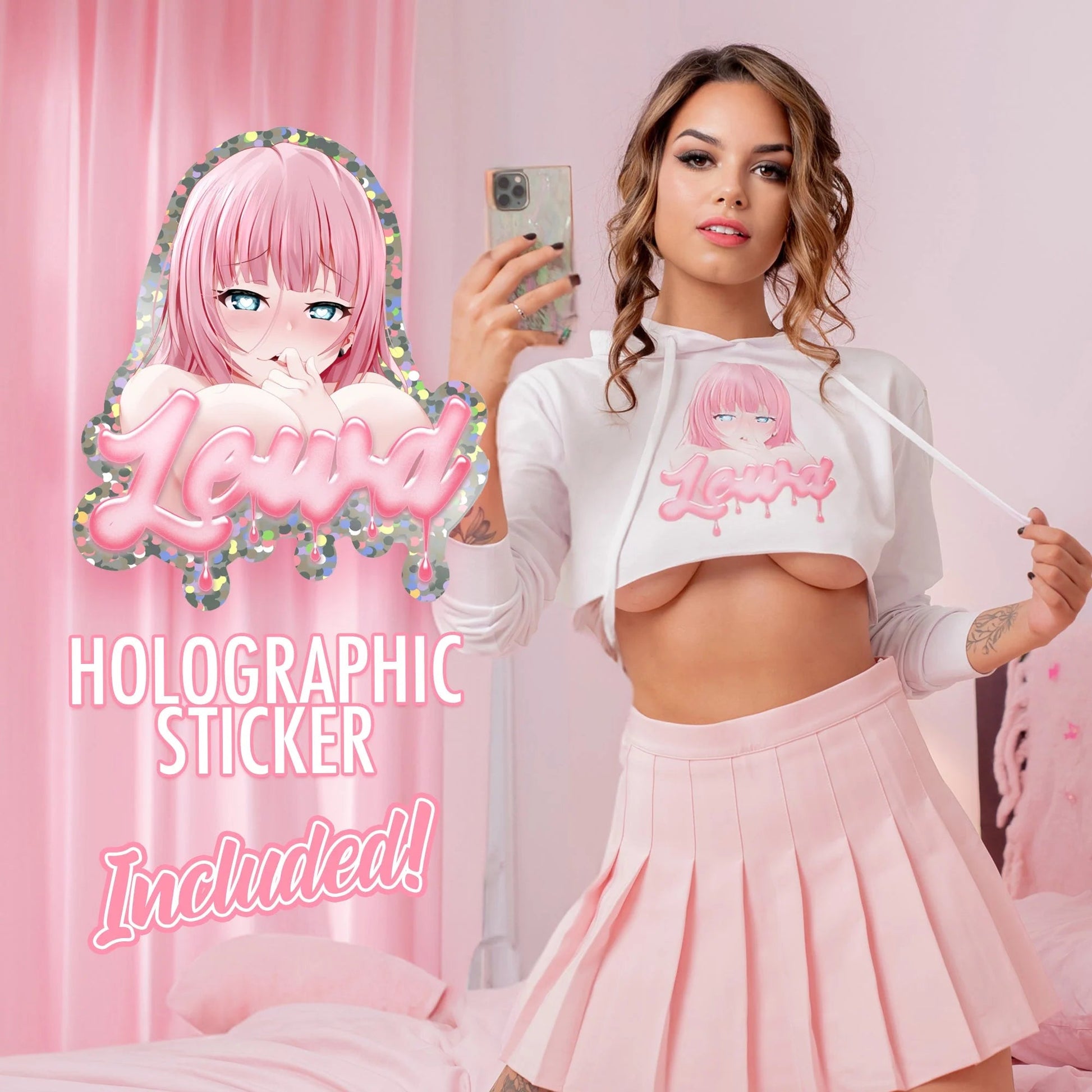 Anime Cropped Hoodie Sweatshirt - Lewd Fashion
