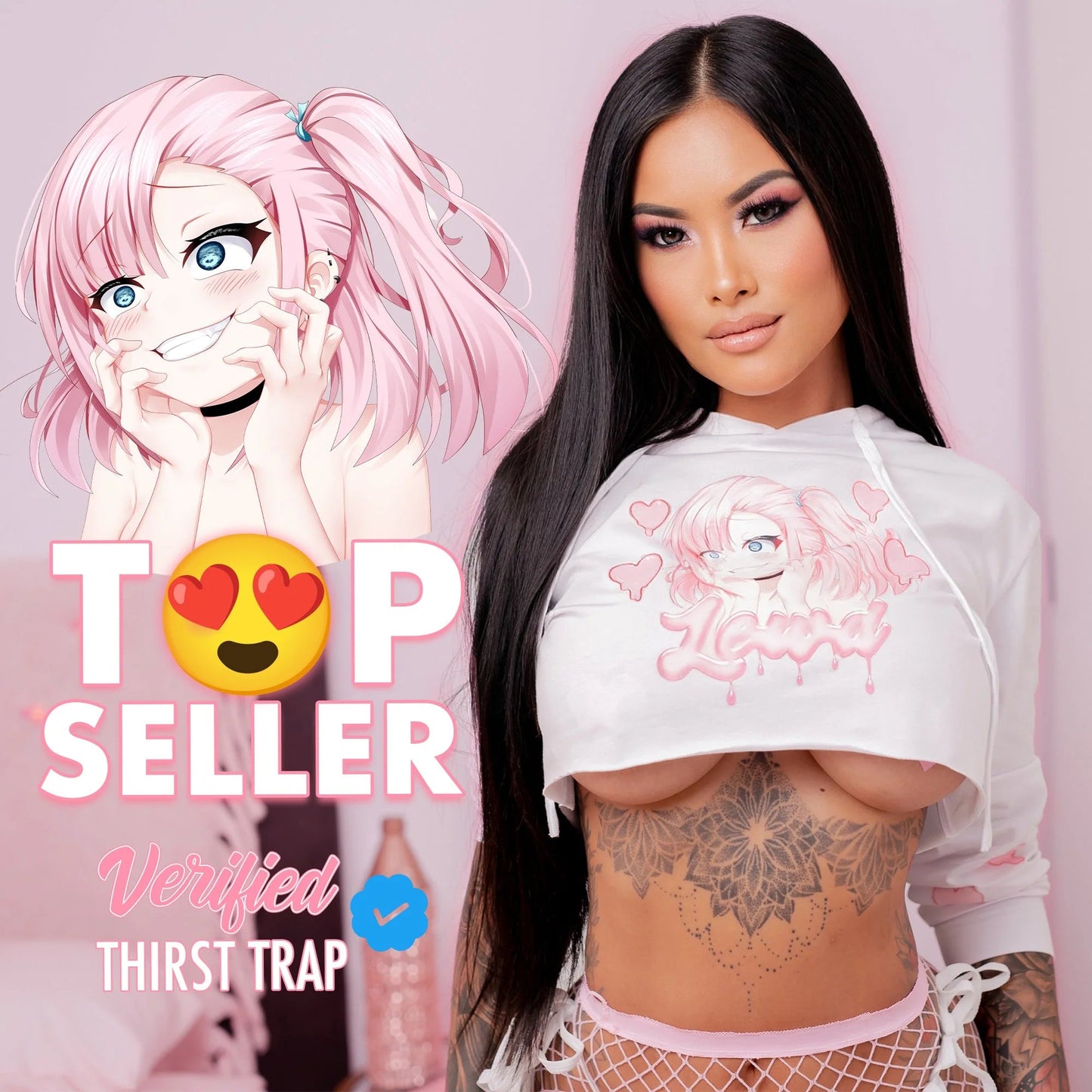 Anime Waifu Crop Hoodie Sweatshirt - Lewd Fashion