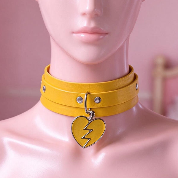 Broken Heart Yellow Choker on a mannequin
