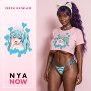 Ecchi Neko Girl Ahegao Crop Top Rose