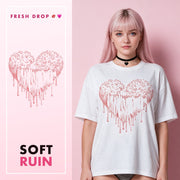 Pastel Goth Heart White Oversized Shirt