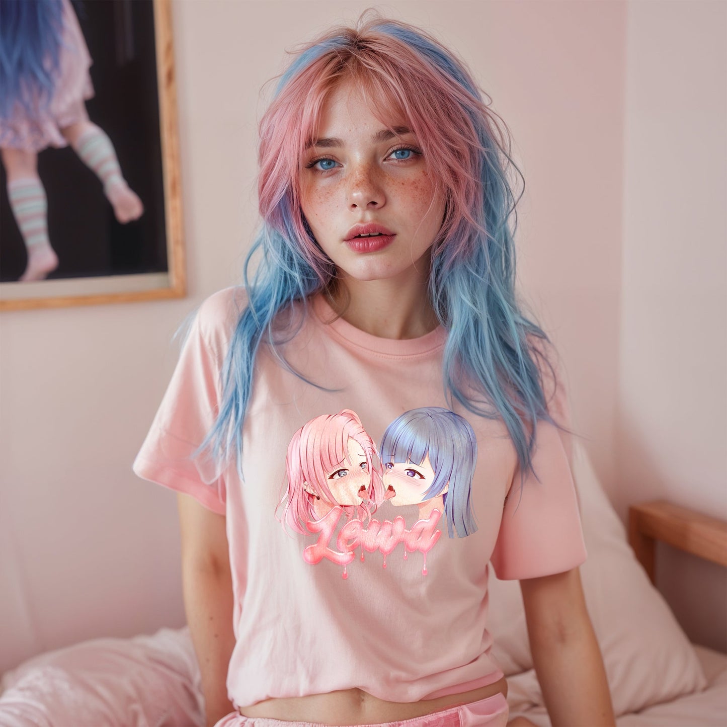 Yuri Pink Oversized T - Shirt: Channel Your Inner Waifu with Bold, Flirty Vibes! - Lewd Fashion