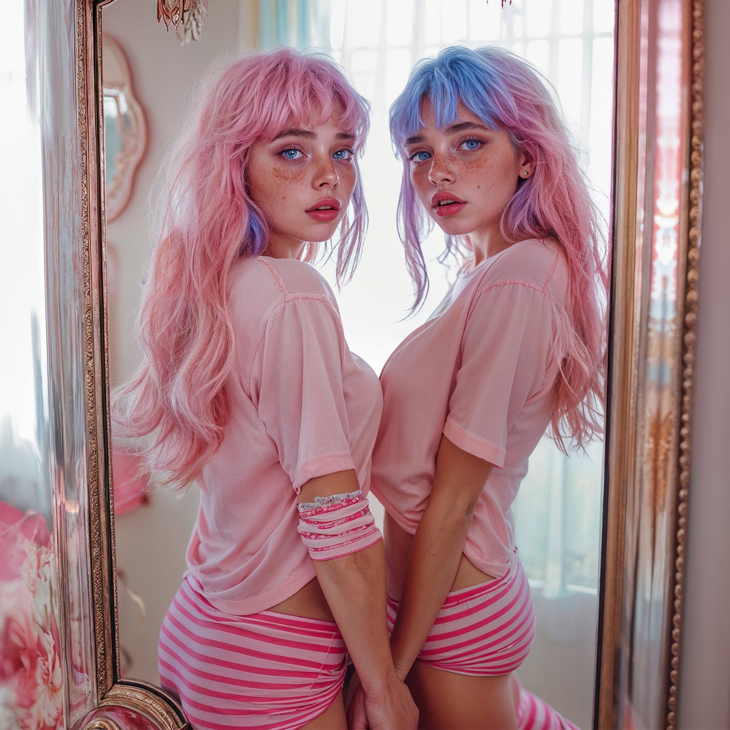 Yuri Pink Oversized T - Shirt: Channel Your Inner Waifu with Bold, Flirty Vibes! - Lewd Fashion
