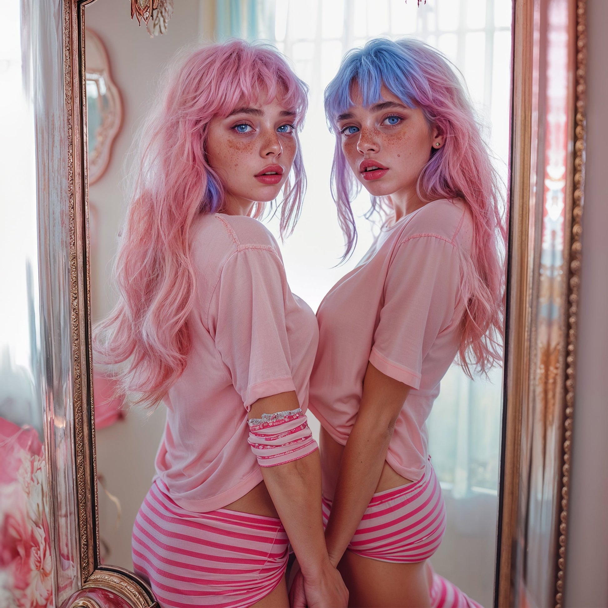 Yuri Pink Oversized T - Shirt: Channel Your Inner Waifu with Bold, Flirty Vibes! - Lewd Fashion