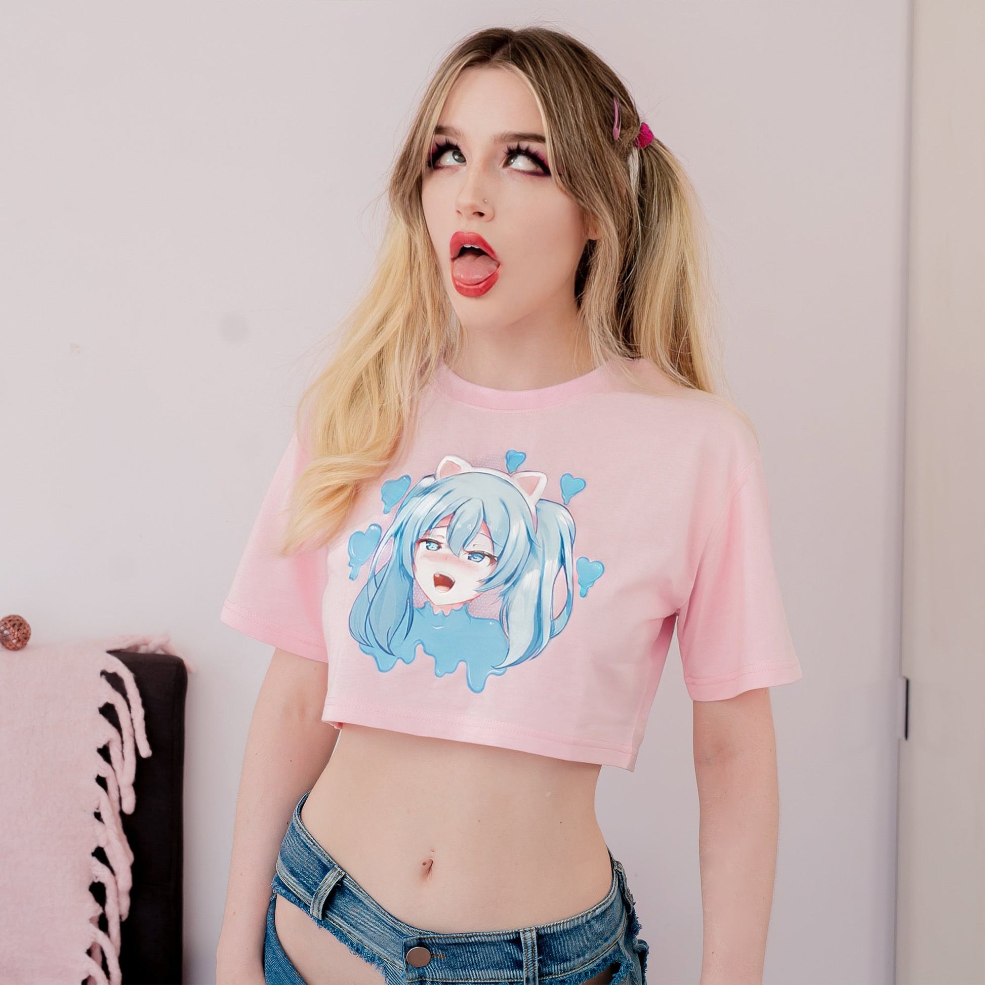 Cat Girl Pink Crop Top - Lewd Fashion