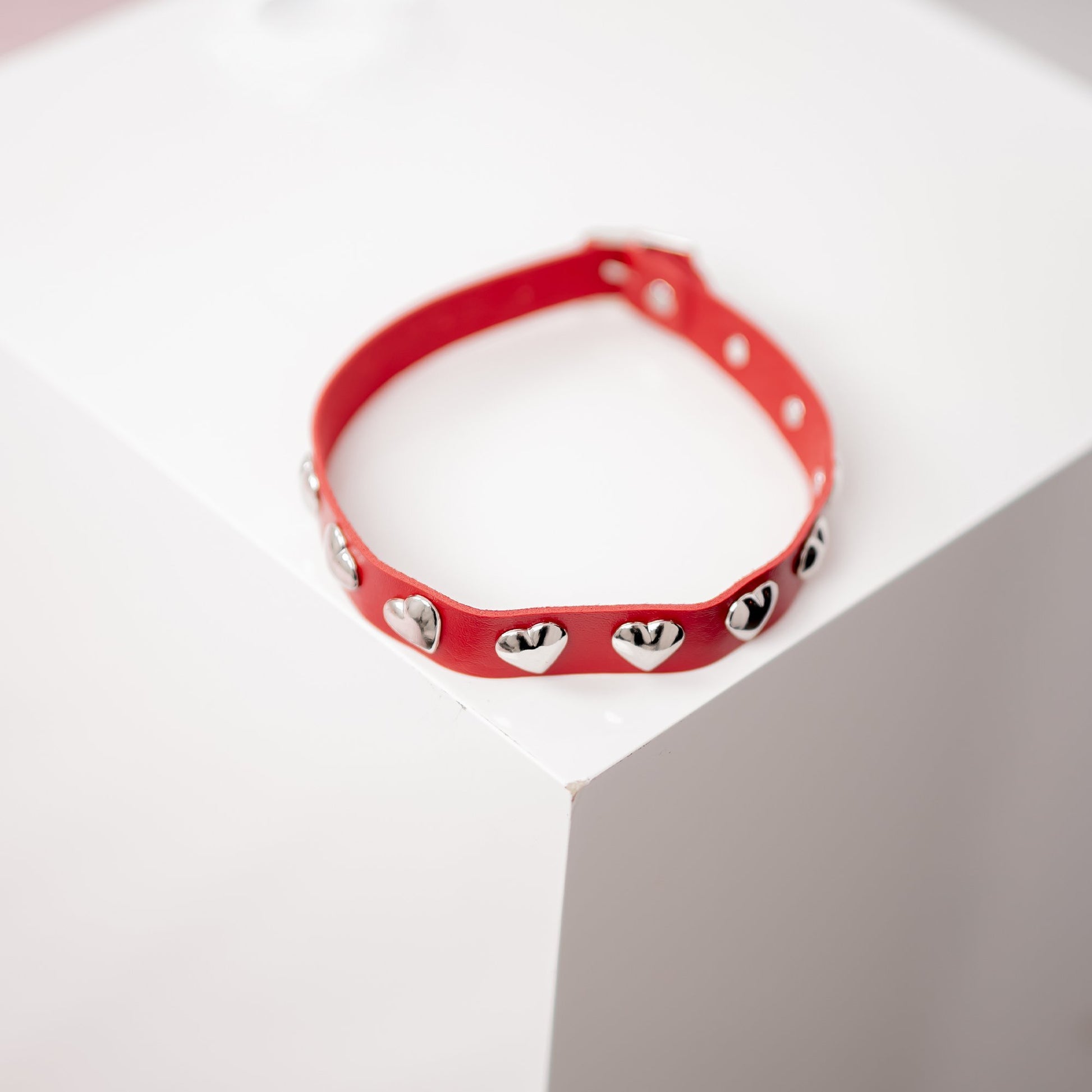 Red Heart-Shaped Choker Necklace by Lewd Fashion