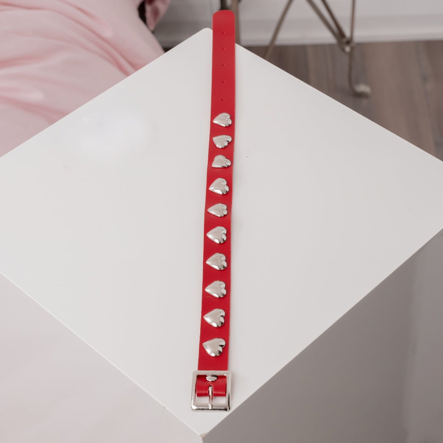 Red Heart-Shaped Choker Necklace by Lewd Fashion