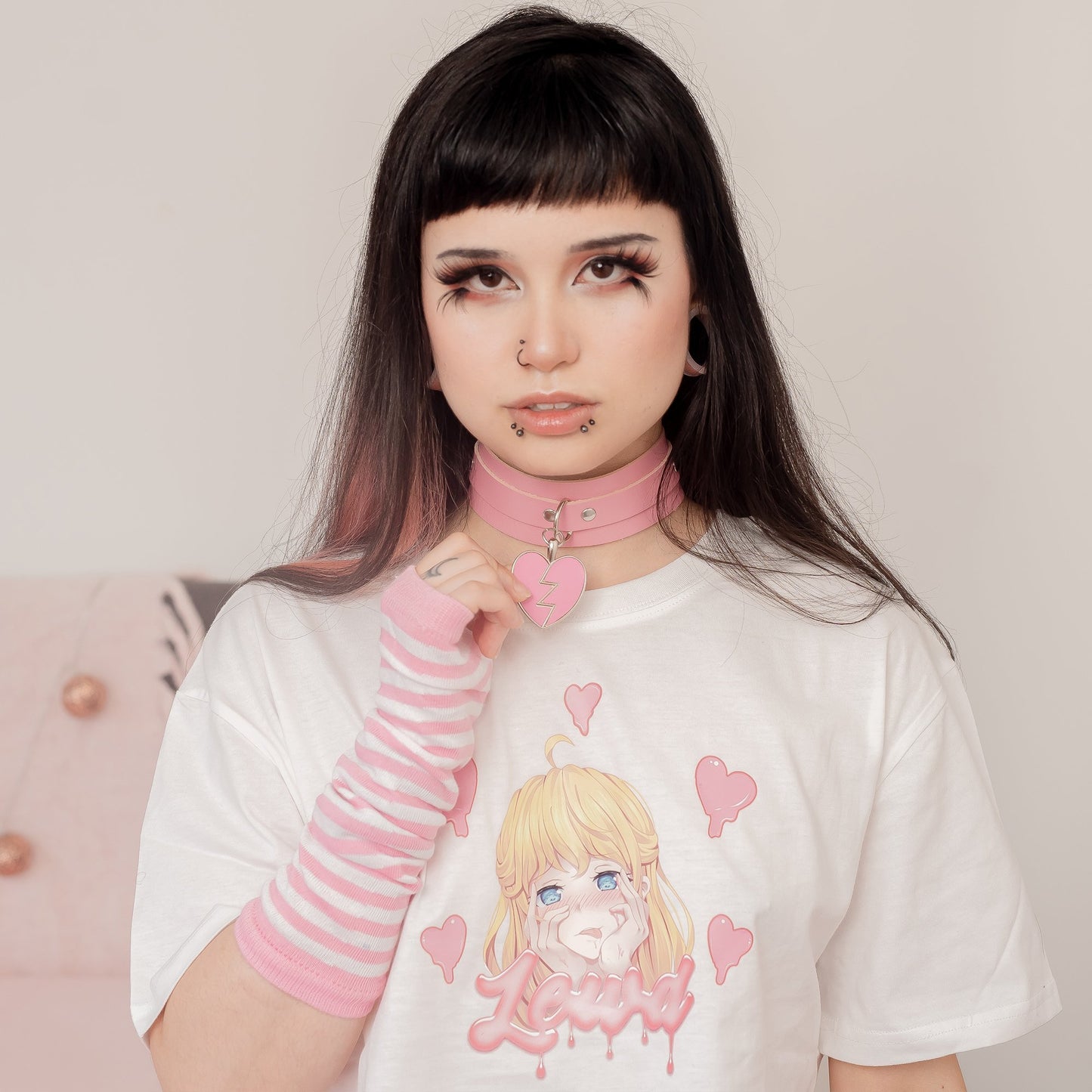 Broken Heart Pink Cosplay Choker - Lewd Fashion