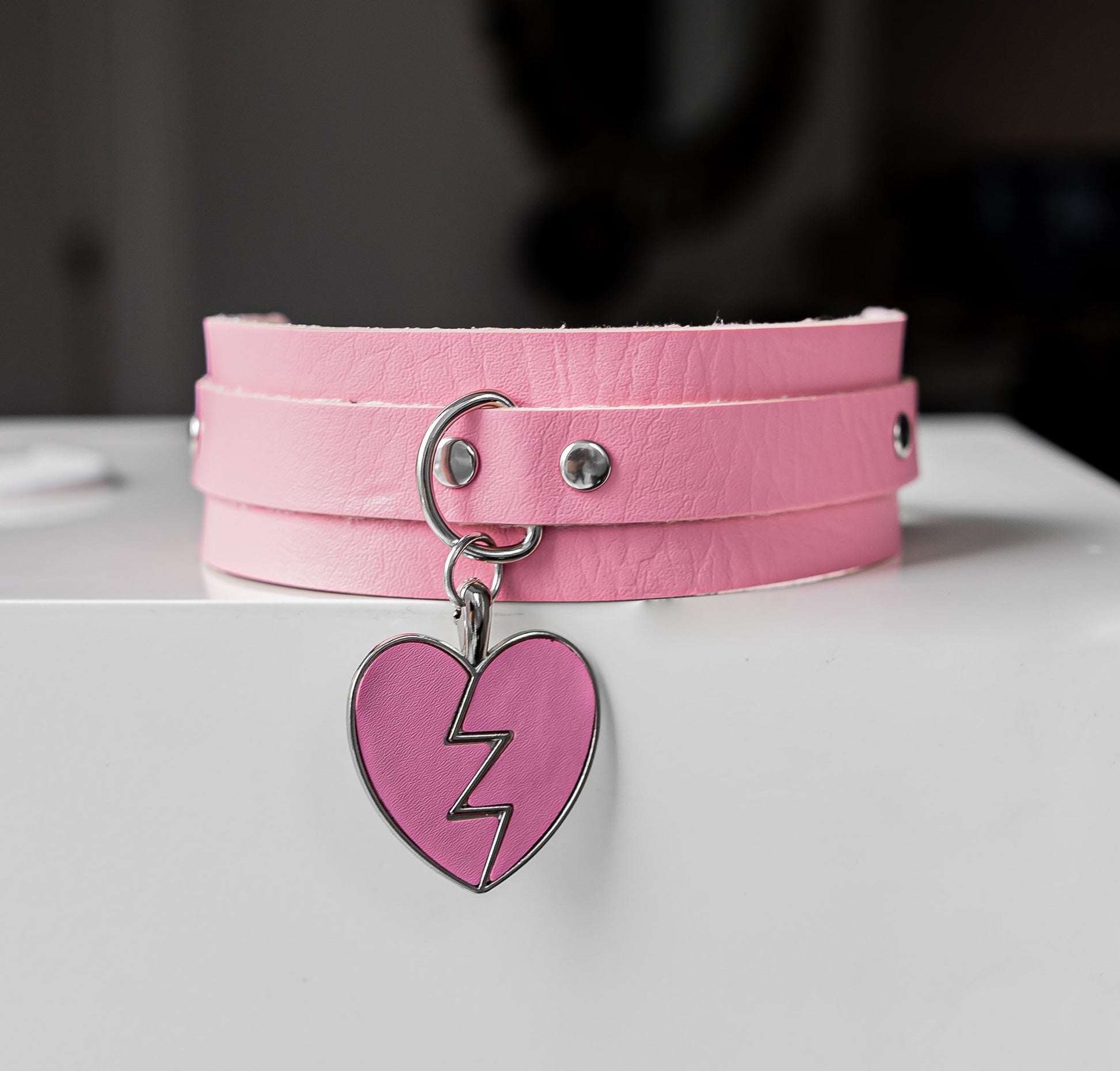 Broken Heart Pink Cosplay Choker - Lewd Fashion
