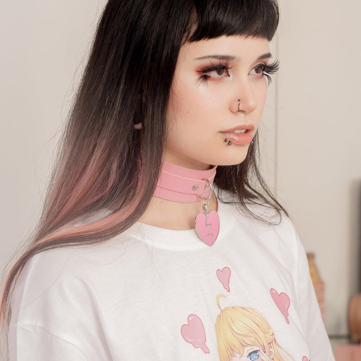 Broken Heart Pink Cosplay Choker - Lewd Fashion