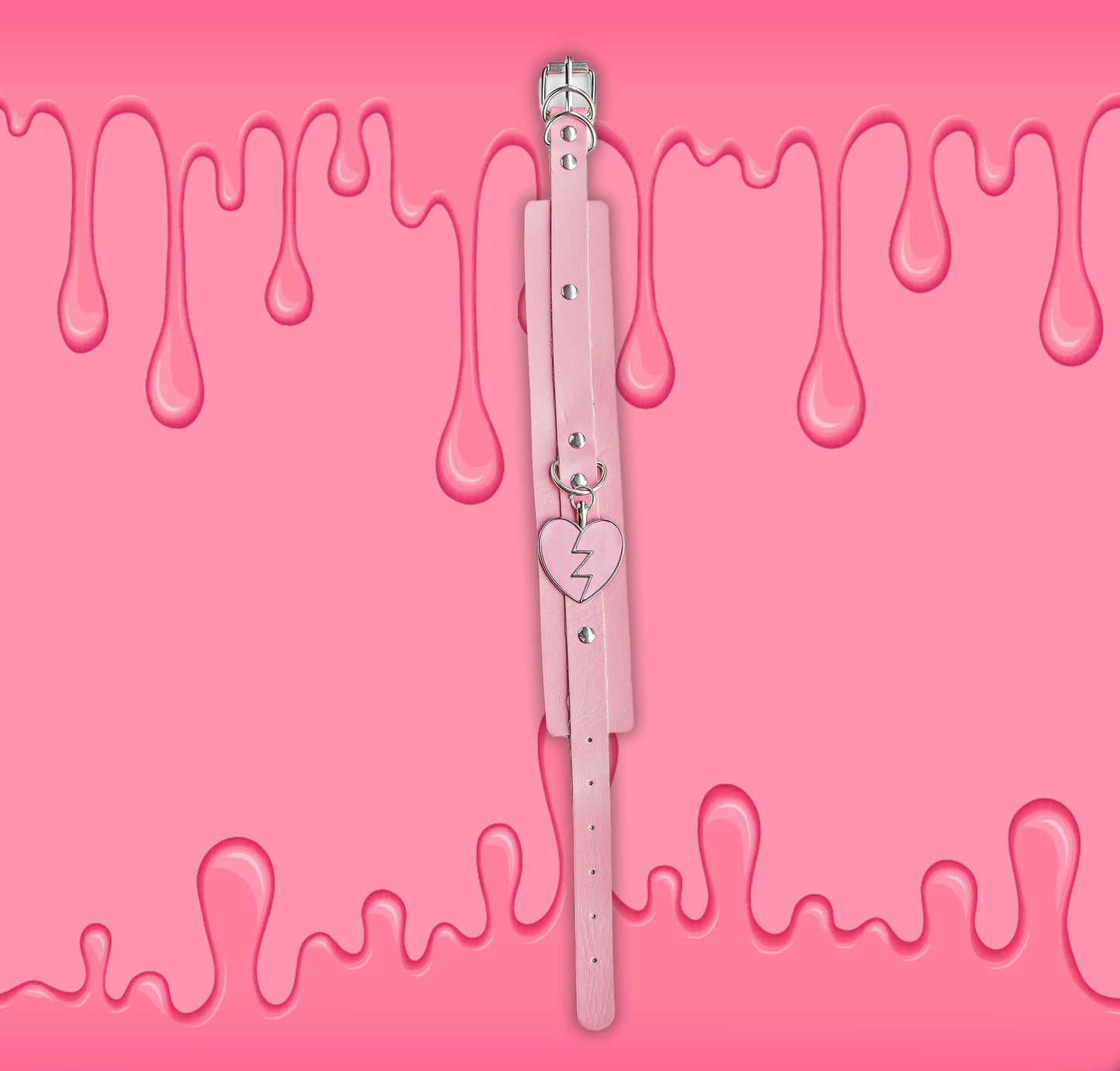 Broken Heart Pink Cosplay Choker - Lewd Fashion