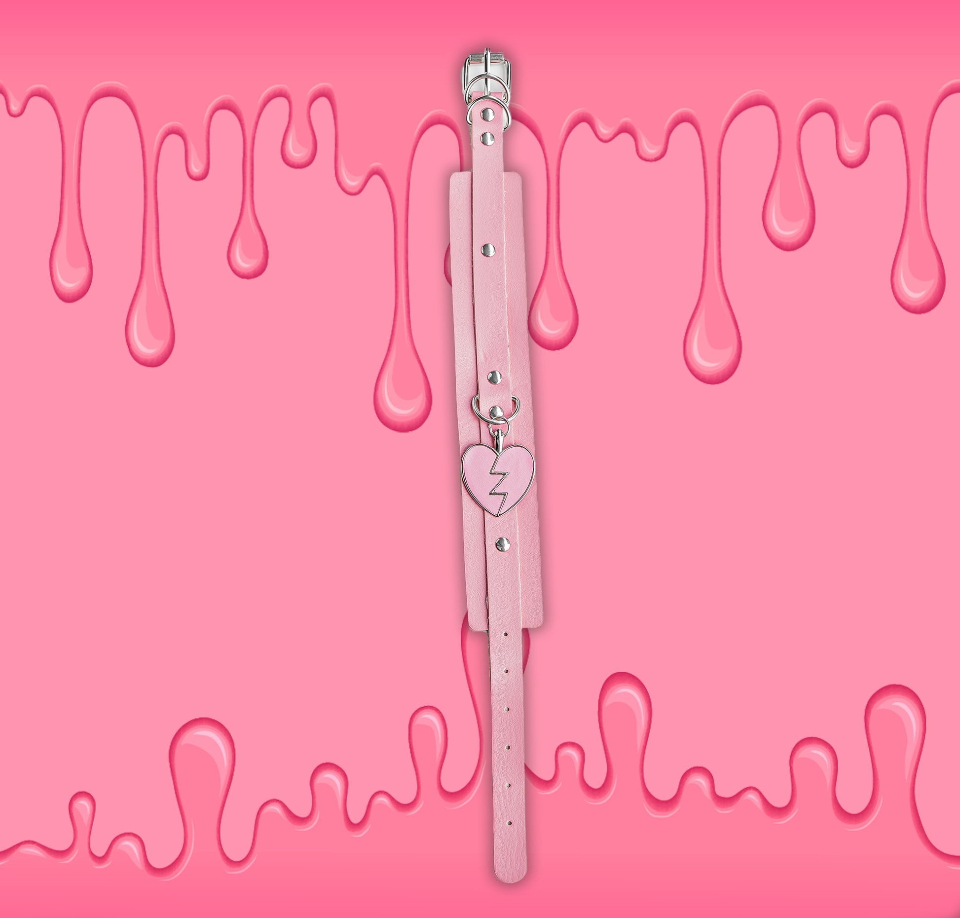 Broken Heart Pink Cosplay Choker - Lewd Fashion