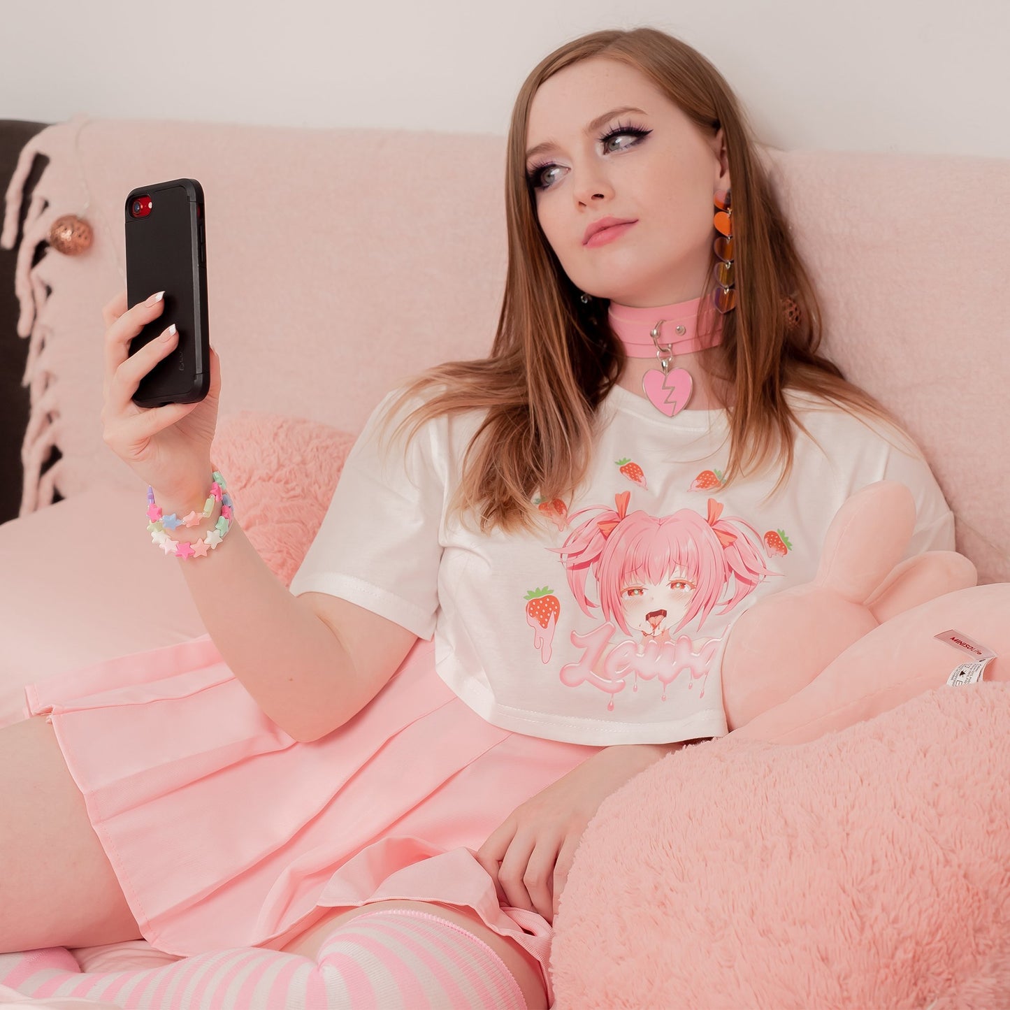 Broken Heart Pink Cosplay Choker - Lewd Fashion