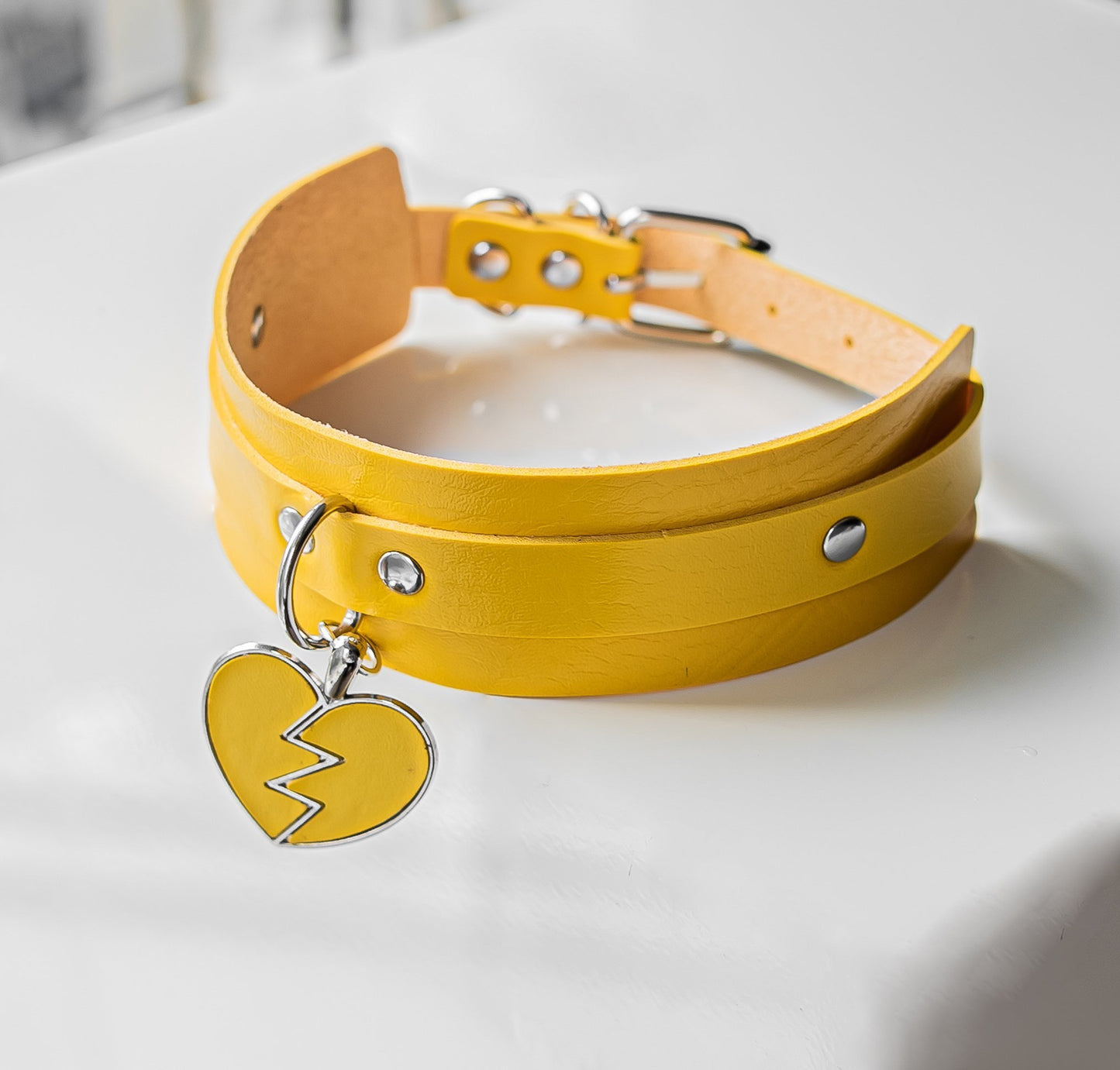 Broken Heart Yellow Cosplay Choker by Lewd Fashion