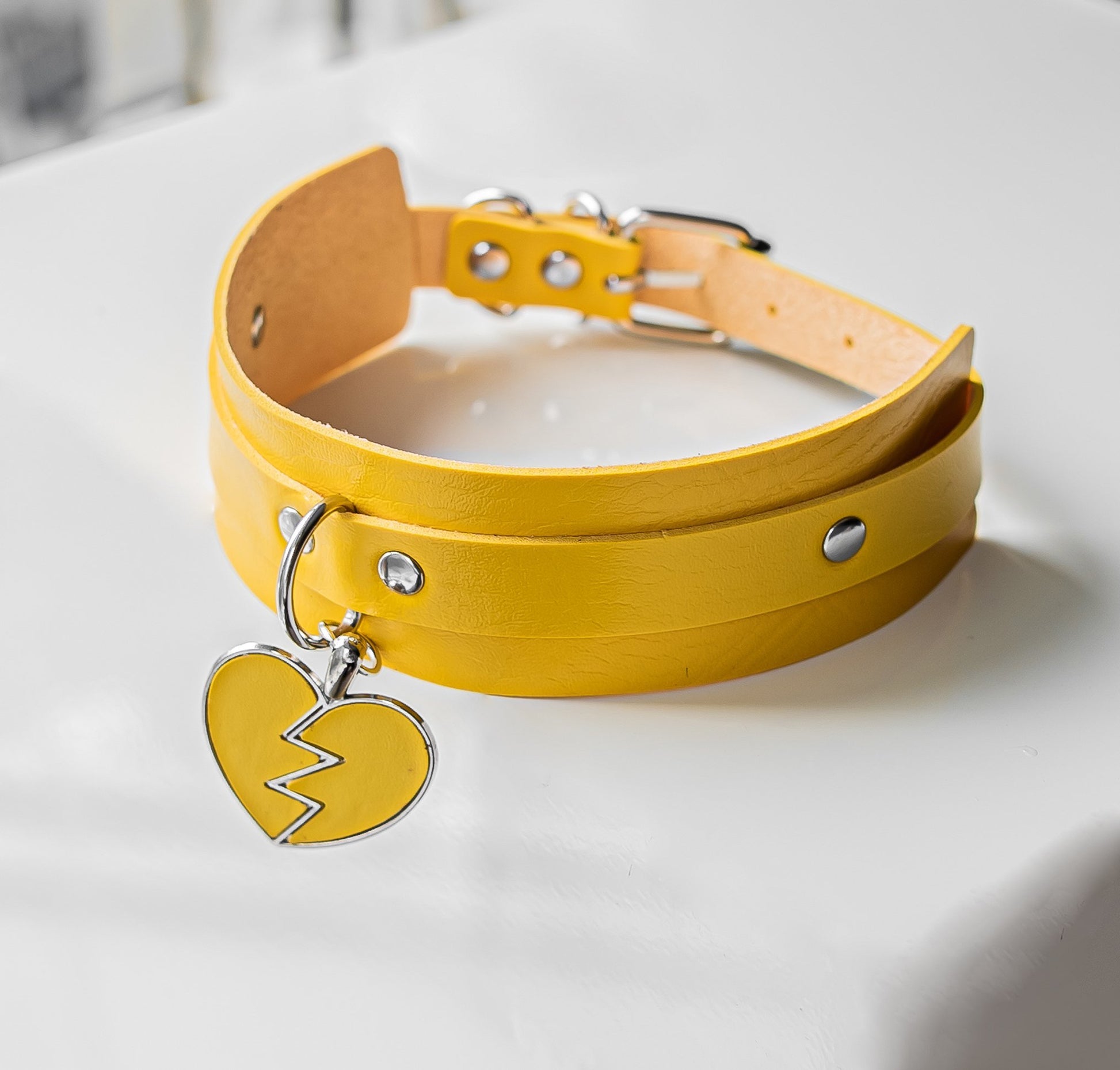 Broken Heart Yellow Cosplay Choker by Lewd Fashion