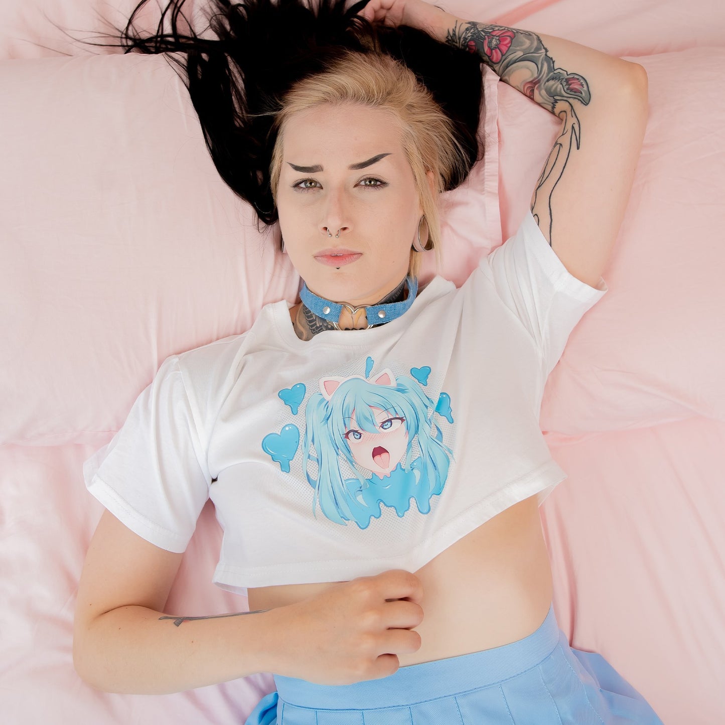 Denim Heart-Shaped Choker Collar by Lewd Fashion