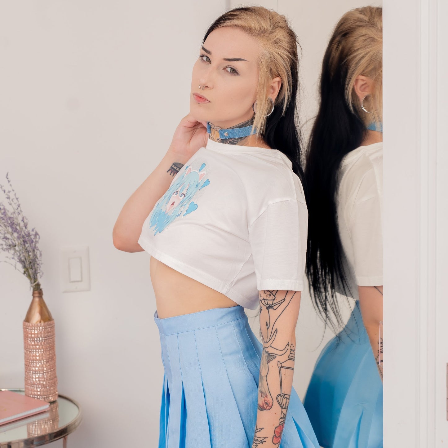 Denim Heart-Shaped Choker Collar by Lewd Fashion