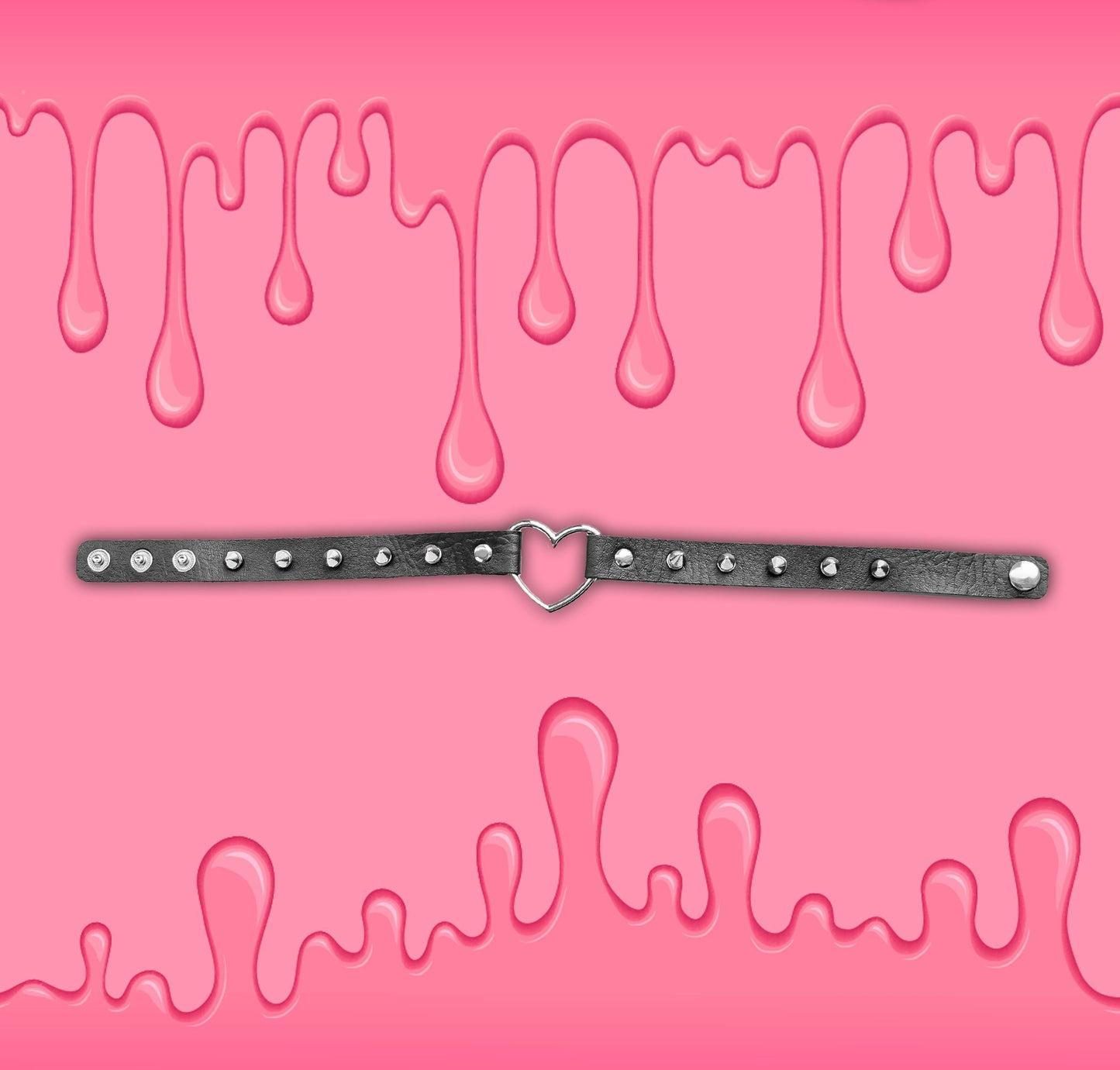 Black Spiked Heart-Shaped Choker Collar by Lewd Fashion