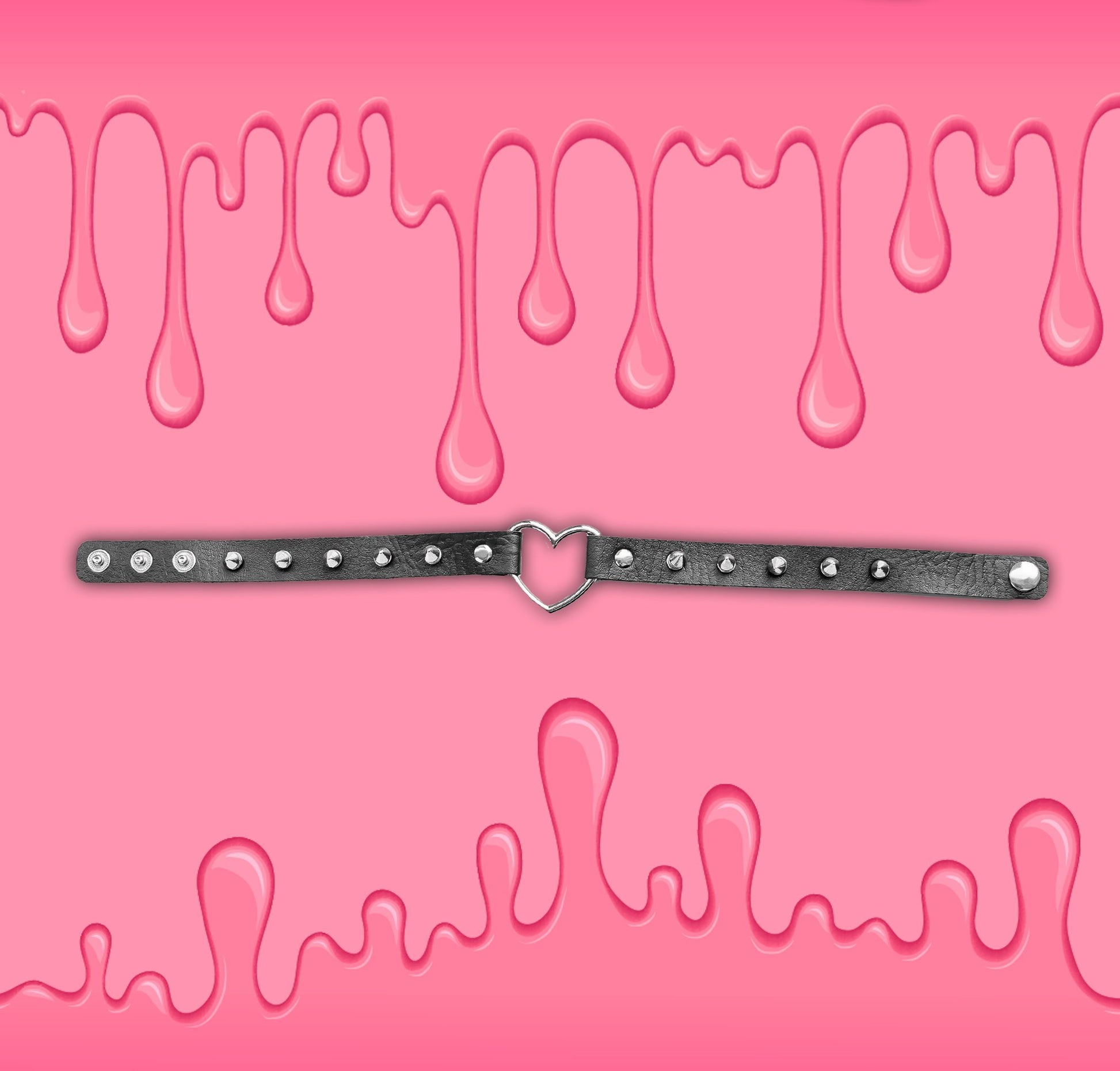 Black Spiked Heart-Shaped Choker Collar by Lewd Fashion
