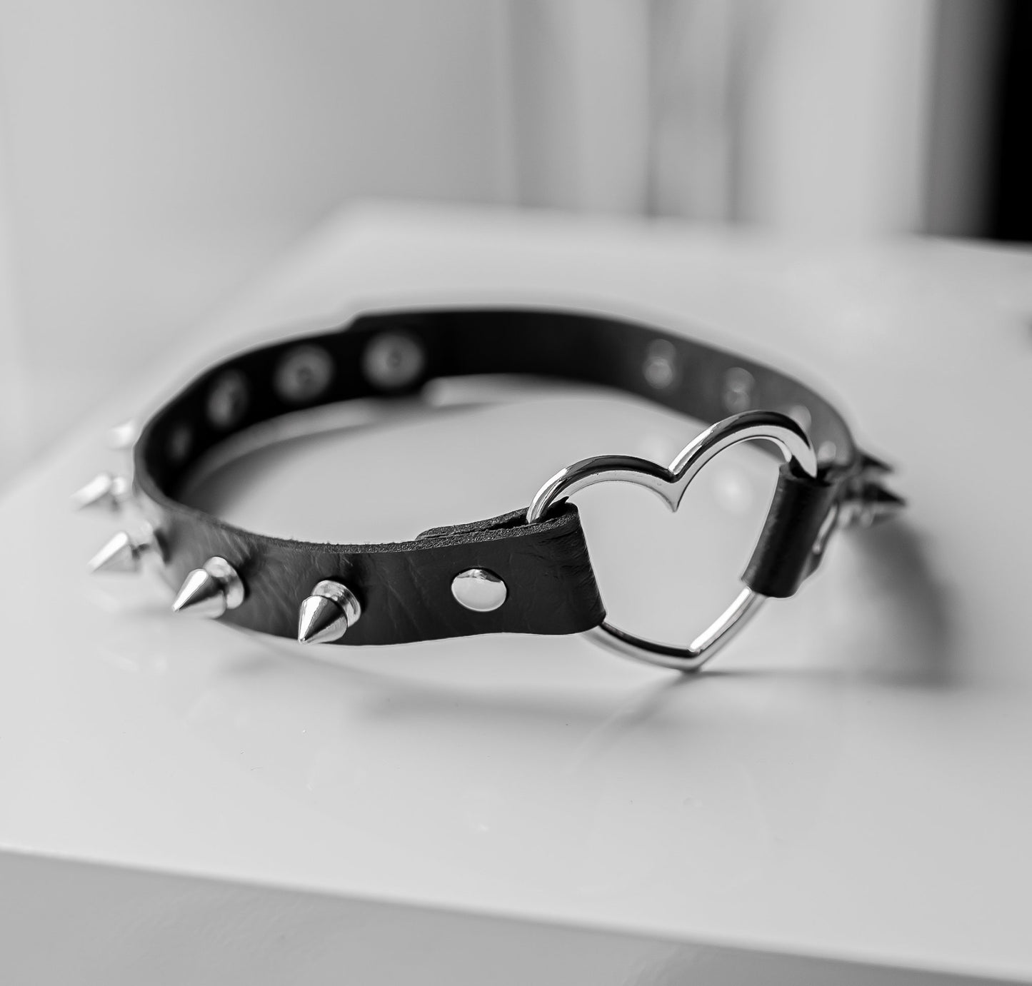 Black Spiked Heart-Shaped Choker Collar by Lewd Fashion