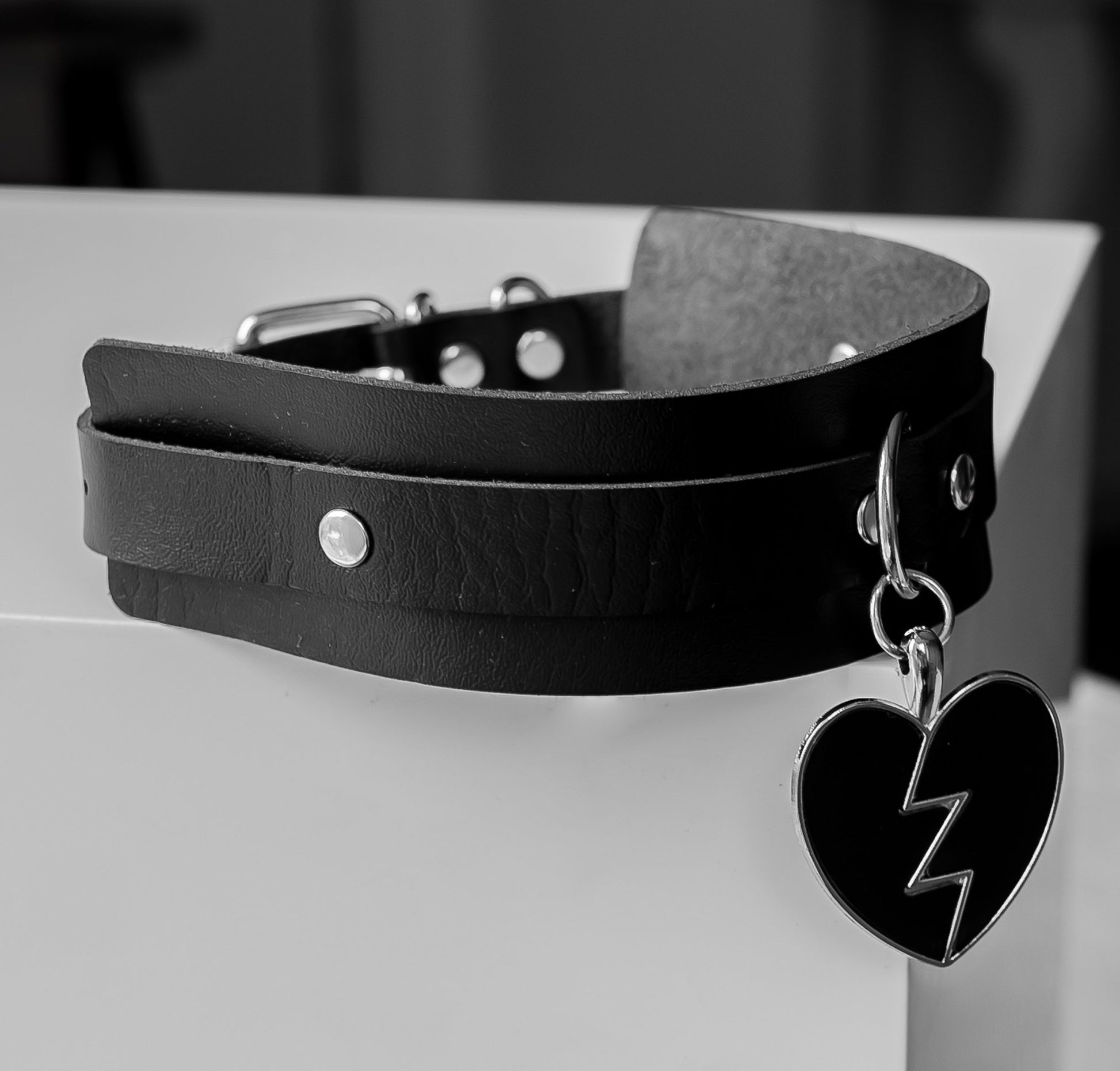 Broken Heart Black Goth Choker by Lewd Fashion