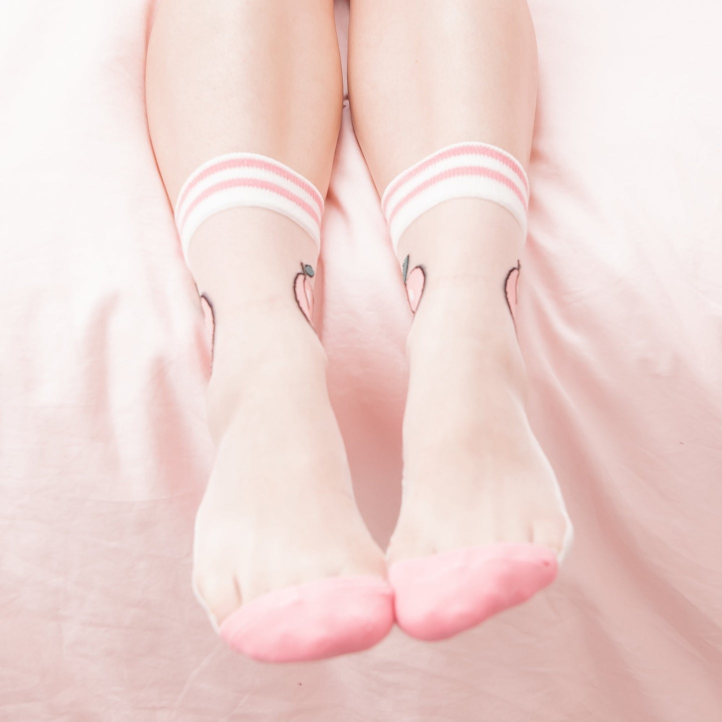 Peach Print Nylon Socks by Lewd Fashion