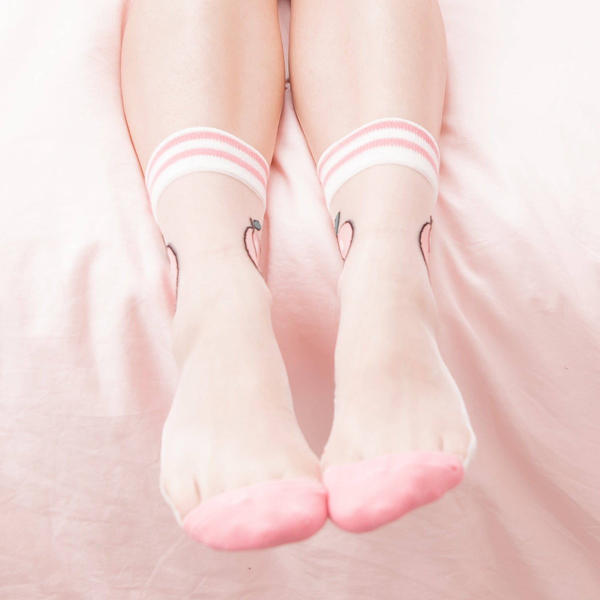 Peach Print Nylon Socks by Lewd Fashion
