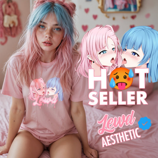 Yuri Pink Oversized Shirt | Ahegao Anime Graphic Egirl | LewdFashion