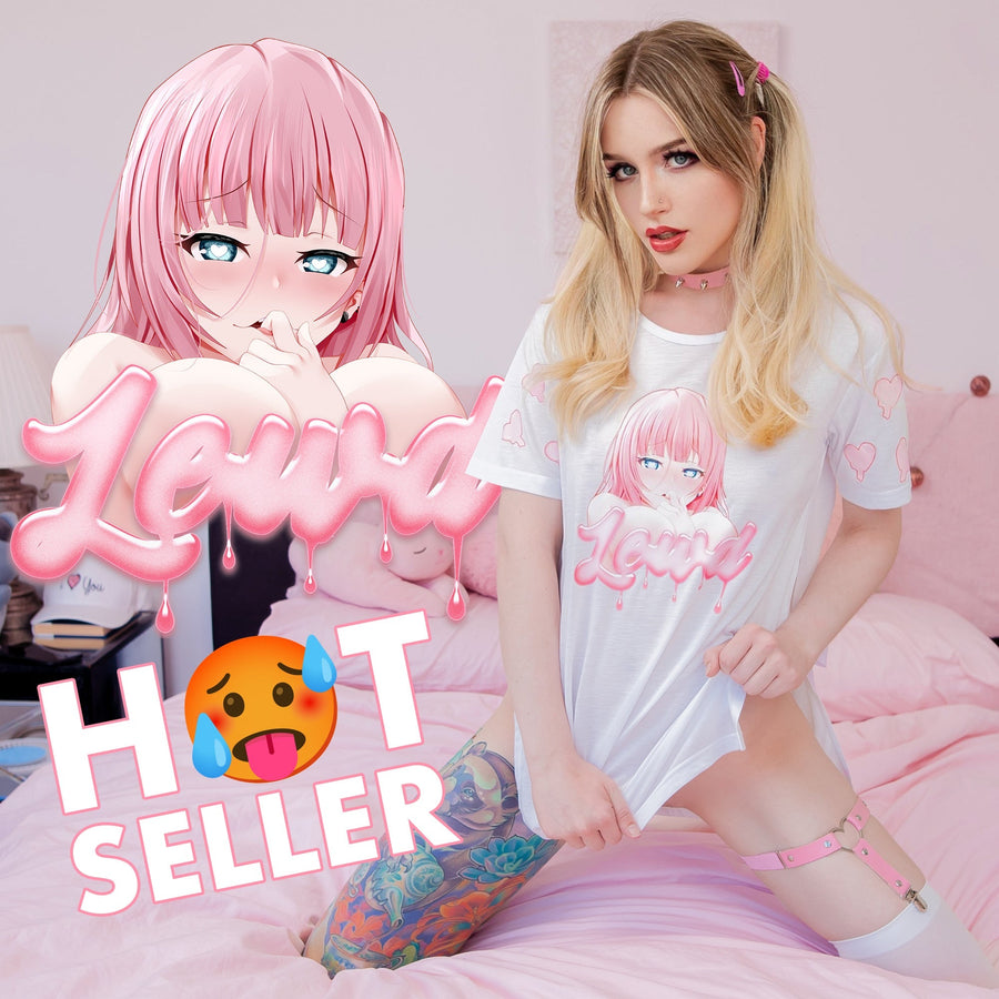 Doujin Anime Side Peek Top Pink Haired Graphic Tee | LewdFashion