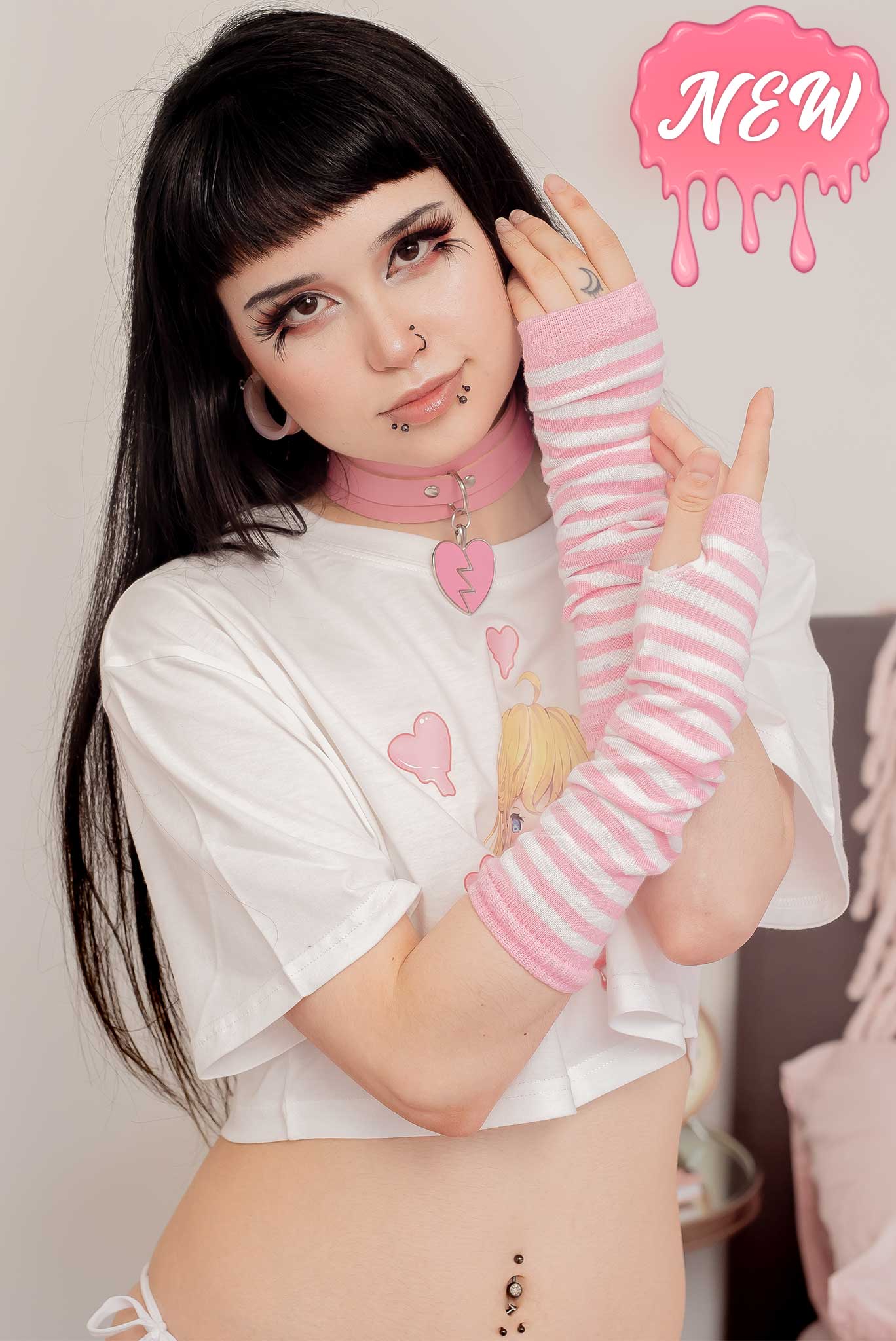 Model wearing stylish arm sleeves from Lewd Fashion's Arm Sleeves Collection