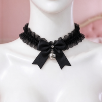 Jingle Brat Lace Collar in black, front view on a mannequin