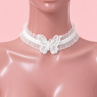 Flutterbite Lace Choker in white, front view on a mannequin