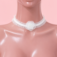 Poison Bloom Lace Choker in white, front view on a mannequin