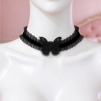 Flutterbite Lace Choker in black, front view on a mannequin