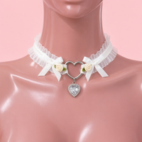 Heartache Lace Choker in white, front view on a mannequin