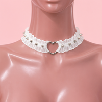 Heartspike Lace Choker in white, front view on a mannequin