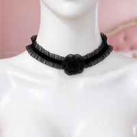 Poison Bloom Lace Choker in black, front view on a mannequin