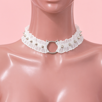 Feral Kitten Lace Choker in white, front view on a mannequin