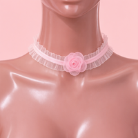 Poison Bloom Lace Choker in pink, front view on a mannequin