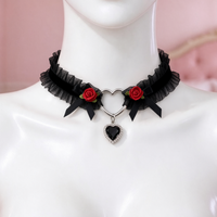 Heartache Lace Choker in black, front view on a mannequin