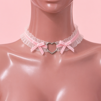 Velvet Crush Lace Choker in pink, front view on a mannequin