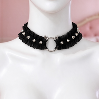 Feral Kitten Lace Choker in black, front view on a mannequin