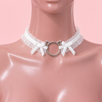 Purr Ribbon Lace Choker in white, front view on a mannequin