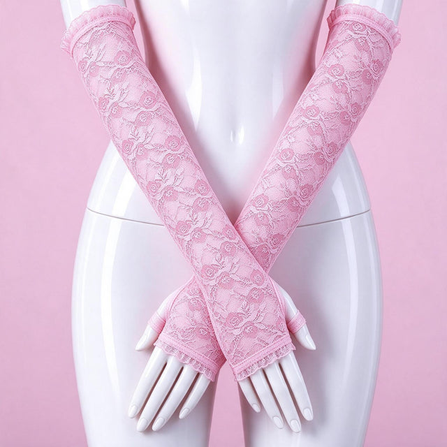 Doll Hands Pink Lace Gloves