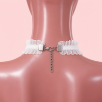 Lovebell Lace Choker in white, back view showing the lobster clasp and silver extension chain